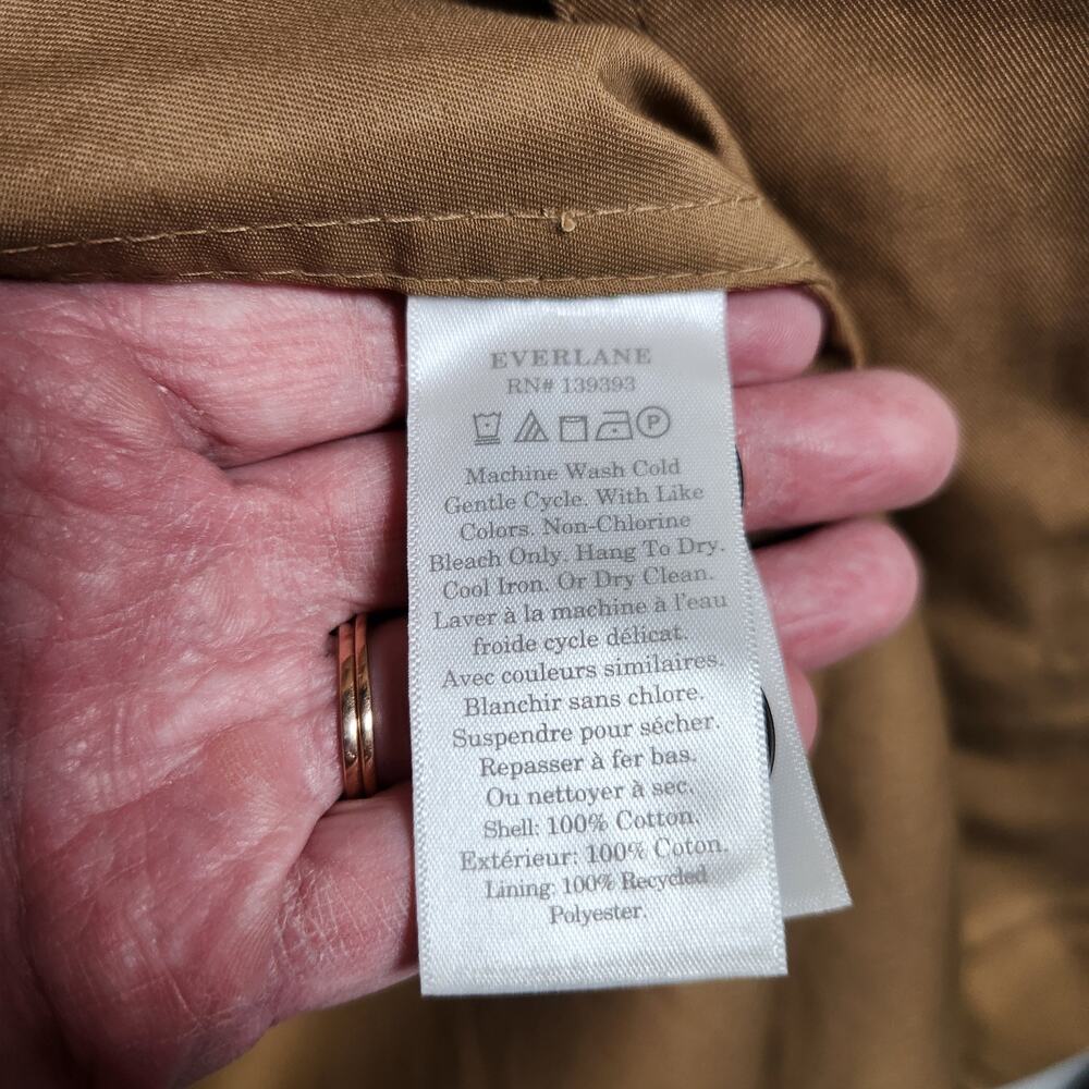Everlane Long Mac Trench Coat Womens L Cotton Brown Minimalist Capsule Oversized - Picture 13 of 16